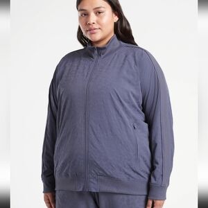 Athleta Brooklyn Bomber Jacquard Jacket Leopard Medieval Violet - 3X